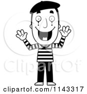 Cartoon Clipart Of A Black And White Happy Male Mime Holding Up His Hands Vector Outlined Coloring Page by Cory Thoman