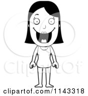 Cartoon Clipart Of A Black And White Summer Woman In A Swimsuit Vector Outlined Coloring Page