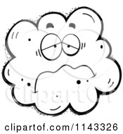 Cartoon Clipart Of A Black And White Sad Fart Character Vector Outlined Coloring Page by Cory Thoman