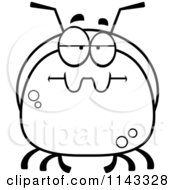 Cartoon Clipart Of A Black And White Pudgy Bored Ant Vector Outlined Coloring Page