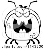 Cartoon Clipart Of A Black And White Pudgy Evil Ant Vector Outlined Coloring Page