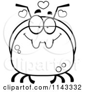 Cartoon Clipart Of A Black And White Pudgy Infatuated Ant Vector Outlined Coloring Page