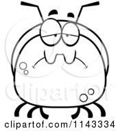 Cartoon Clipart Of A Black And White Pudgy Sad Ant Vector Outlined Coloring Page