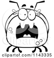 Cartoon Clipart Of A Black And White Pudgy Scared Ant Vector Outlined Coloring Page