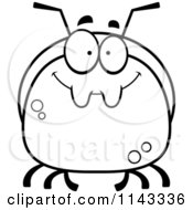 Cartoon Clipart Of A Black And White Pudgy Smiling Ant Vector Outlined Coloring Page