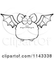 Cartoon Clipart Of A Black And White Bored Bat Vector Outlined Coloring Page