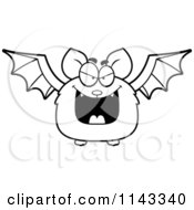 Cartoon Clipart Of A Black And White Evil Bat Vector Outlined Coloring Page