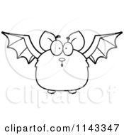 Cartoon Clipart Of A Black And White Surprised Bat Vector Outlined Coloring Page