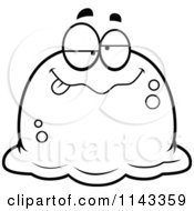 Cartoon Clipart Of A Black And White Pudgy Drunk Blob Vector Outlined Coloring Page