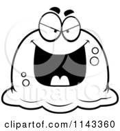 Cartoon Clipart Of A Black And White Pudgy Evil Blob Vector Outlined Coloring Page