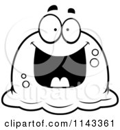 Cartoon Clipart Of A Black And White Pudgy Grinning Blob Vector Outlined Coloring Page
