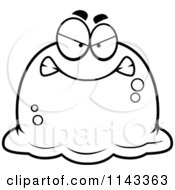 Cartoon Clipart Of A Black And White Pudgy Mad Blob Vector Outlined Coloring Page