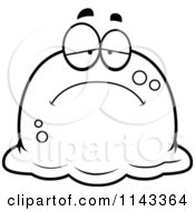 Cartoon Clipart Of A Black And White Pudgy Sad Blob Vector Outlined Coloring Page