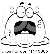 Cartoon Clipart Of A Black And White Pudgy Scared Blob Vector Outlined Coloring Page