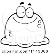 Cartoon Clipart Of A Black And White Pudgy Smiling Blob Vector Outlined Coloring Page