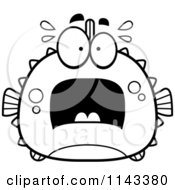 Poster, Art Print Of Black And White Chubby Scared Blowfish