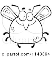 Cartoon Clipart Of A Black And White Chubby Smiling Mosquito Vector Outlined Coloring Page