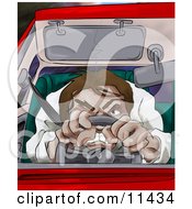 Angry Driver With Road Rage Driving A Car Clipart Illustration