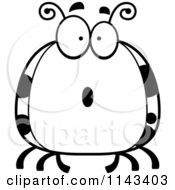 Cartoon Clipart Of A Black And White Chubby Surprised Ladybug Vector Outlined Coloring Page