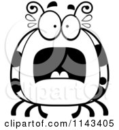 Cartoon Clipart Of A Black And White Chubby Scared Ladybug Vector Outlined Coloring Page