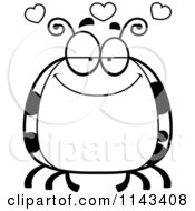 Cartoon Clipart Of A Black And White Chubby Infatuated Ladybug Vector Outlined Coloring Page