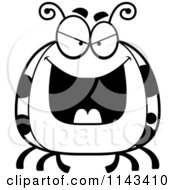 Cartoon Clipart Of A Black And White Chubby Evil Ladybug Vector Outlined Coloring Page