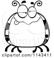 Cartoon Clipart Of A Black And White Chubby Drunk Ladybug Vector Outlined Coloring Page