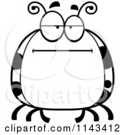 Cartoon Clipart Of A Black And White Chubby Bored Ladybug Vector Outlined Coloring Page