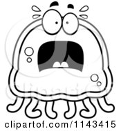 Cartoon Clipart Of A Black And White Scared Jellyfish Vector Outlined Coloring Page