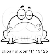 Cartoon Clipart Of A Black And White Chubby Sad Frog Vector Outlined Coloring Page