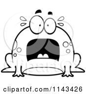 Cartoon Clipart Of A Black And White Chubby Scared Frog Vector Outlined Coloring Page