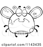 Cartoon Clipart Of A Black And White Chubby Sad Fly Vector Outlined Coloring Page