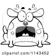 Cartoon Clipart Of A Black And White Chubby Scared Dog Vector Outlined Coloring Page