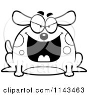 Cartoon Clipart Of A Black And White Chubby Evil Dog Vector Outlined Coloring Page