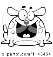 Cartoon Clipart Of A Black And White Chubby Grinning Dog Vector Outlined Coloring Page