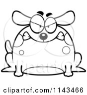 Cartoon Clipart Of A Black And White Chubby Mad Dog Vector Outlined Coloring Page