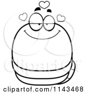 Cartoon Clipart Of A Black And White Chubby Infatuated Worm Vector Outlined Coloring Page