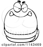 Cartoon Clipart Of A Black And White Chubby Mad Worm Vector Outlined Coloring Page