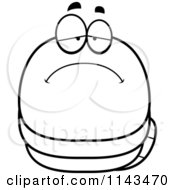 Cartoon Clipart Of A Black And White Chubby Sad Worm Vector Outlined Coloring Page