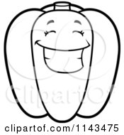 Poster, Art Print Of Black And White Happy Bell Pepper Character