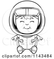 Poster, Art Print Of Black And White Sitting Astronaut Girl