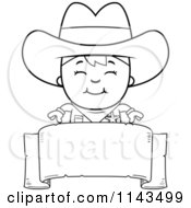 Poster, Art Print Of Black And White Happy Sheriff Cowboy Kid Over A Blank Banner