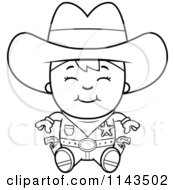 Poster, Art Print Of Black And White Happy Sheriff Cowboy Kid Sitting