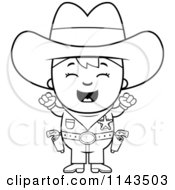 Poster, Art Print Of Black And White Cheering Sheriff Cowboy Kid