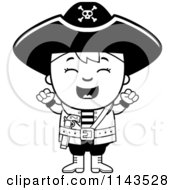 Poster, Art Print Of Black And White Happy Pirate Boy Cheering