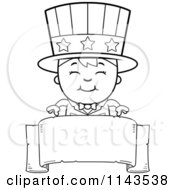 Poster, Art Print Of Black And White Happy Uncle Sam Boy Over A Blank Banner