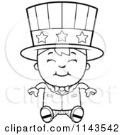 Poster, Art Print Of Black And White Happy Uncle Sam Boy Sitting