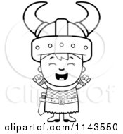 Poster, Art Print Of Black And White Happy Viking Boy Cheering