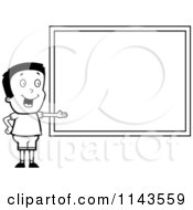 Poster, Art Print Of Black And White Smart School Boy Presenting A Chalk Board