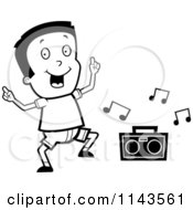 Poster, Art Print Of Black And White Happy Boy Dancing To Music